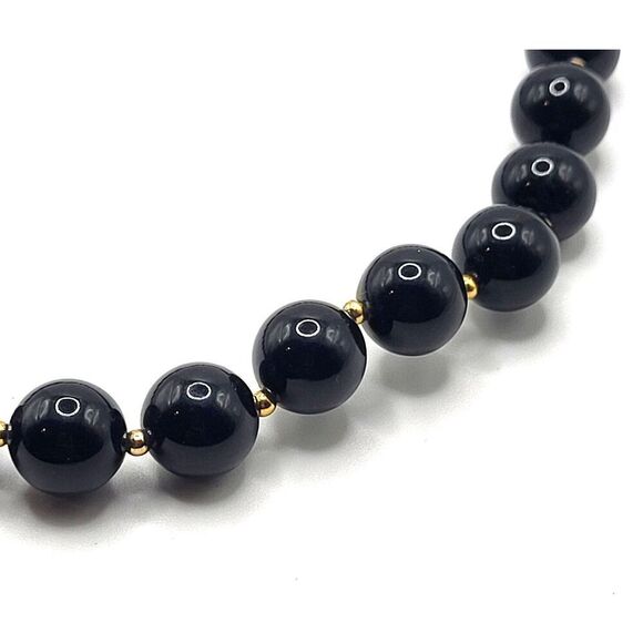 Vintage 80s Black and Gold Beaded Chunky Bohemian 22in - Picture 1 of 3